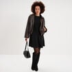 Robe maille sans manches corolle courte noir femme