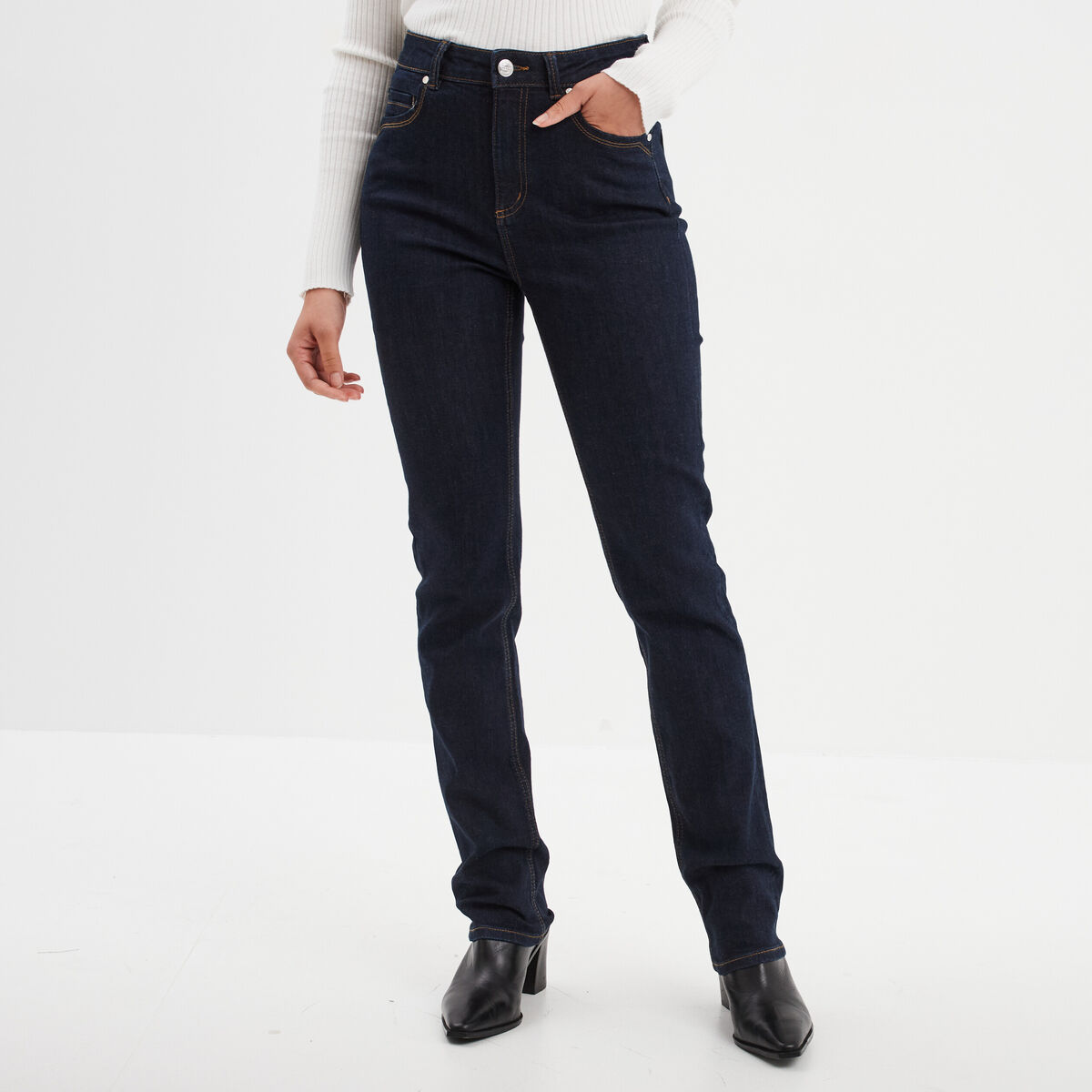 Jeans straight taille standard Creeks denim brut femme