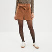 Short effet velours avec ceinture coton beige femme