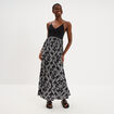 Robe longue buste effet crochet noir femme
