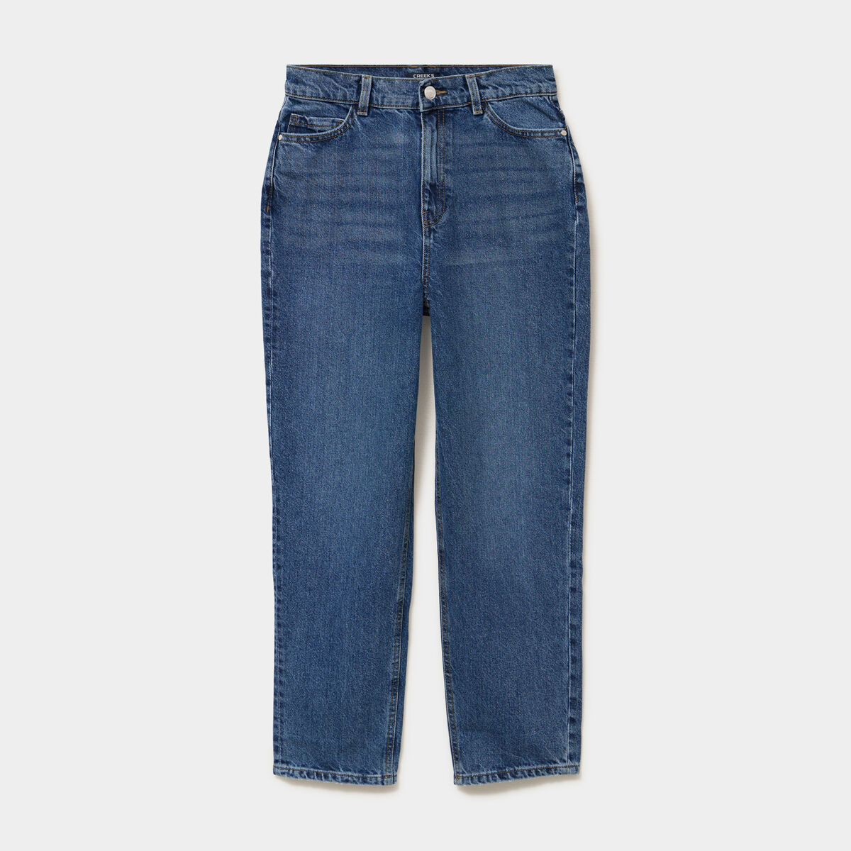 Jeans mom cropped taille haute denim stone femme