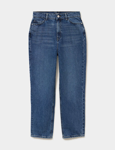 Jeans mom cropped taille haute denim stone femme