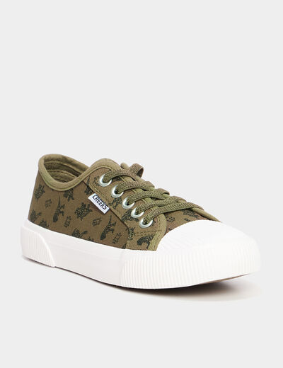 Tennis basses en toile vert kaki garçon
