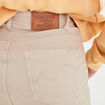 Pantalon large taille haute beige femme