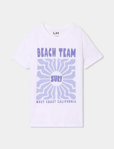 T-shirt col rond manches courtes coton blanc garçon
