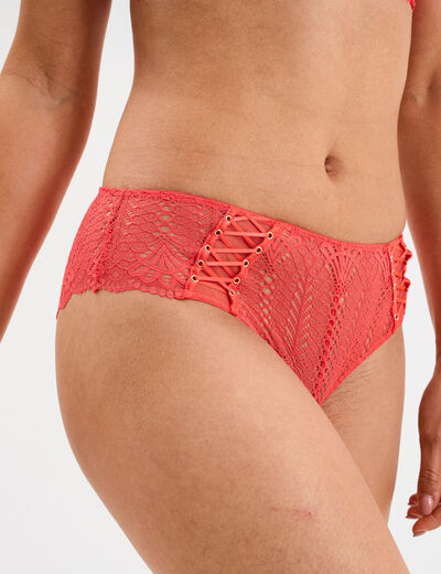 Shorty en dentelle rouge femme