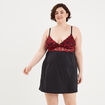 Nuisette dentelle et broderie rose framboise femme grande taille