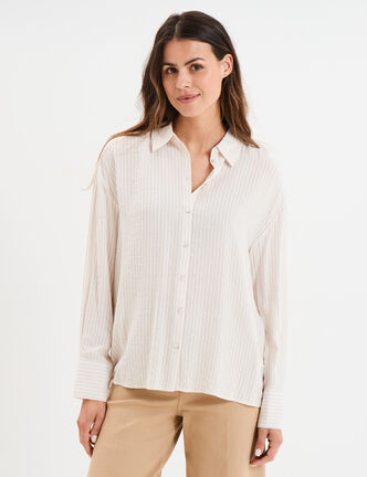 Chemise manches longues beige femme