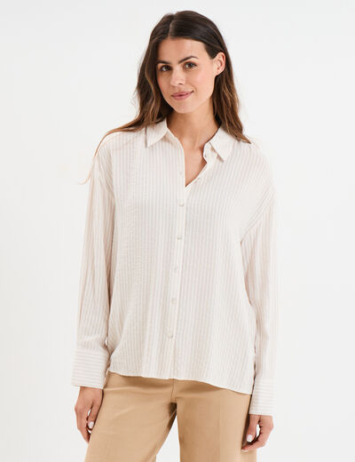 Chemise manches longues beige femme