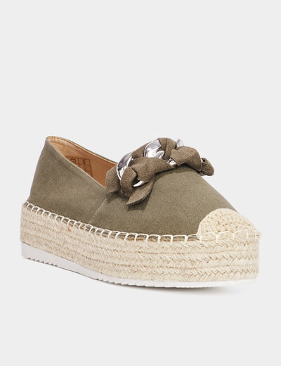 Espadrilles plateformes à boucle Liberto vert kaki femme