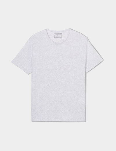 T-shirt col rond manches courtes Liberto blanc homme