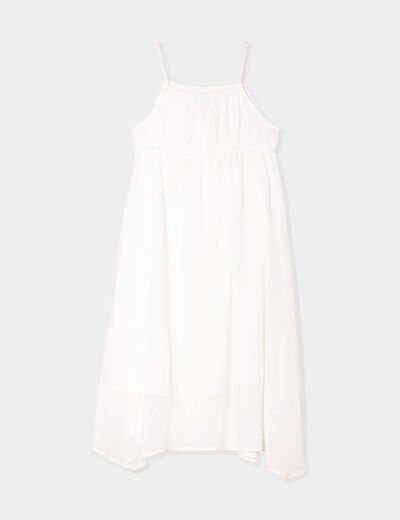 Robe plumetis bas asymétrique ivoire fille