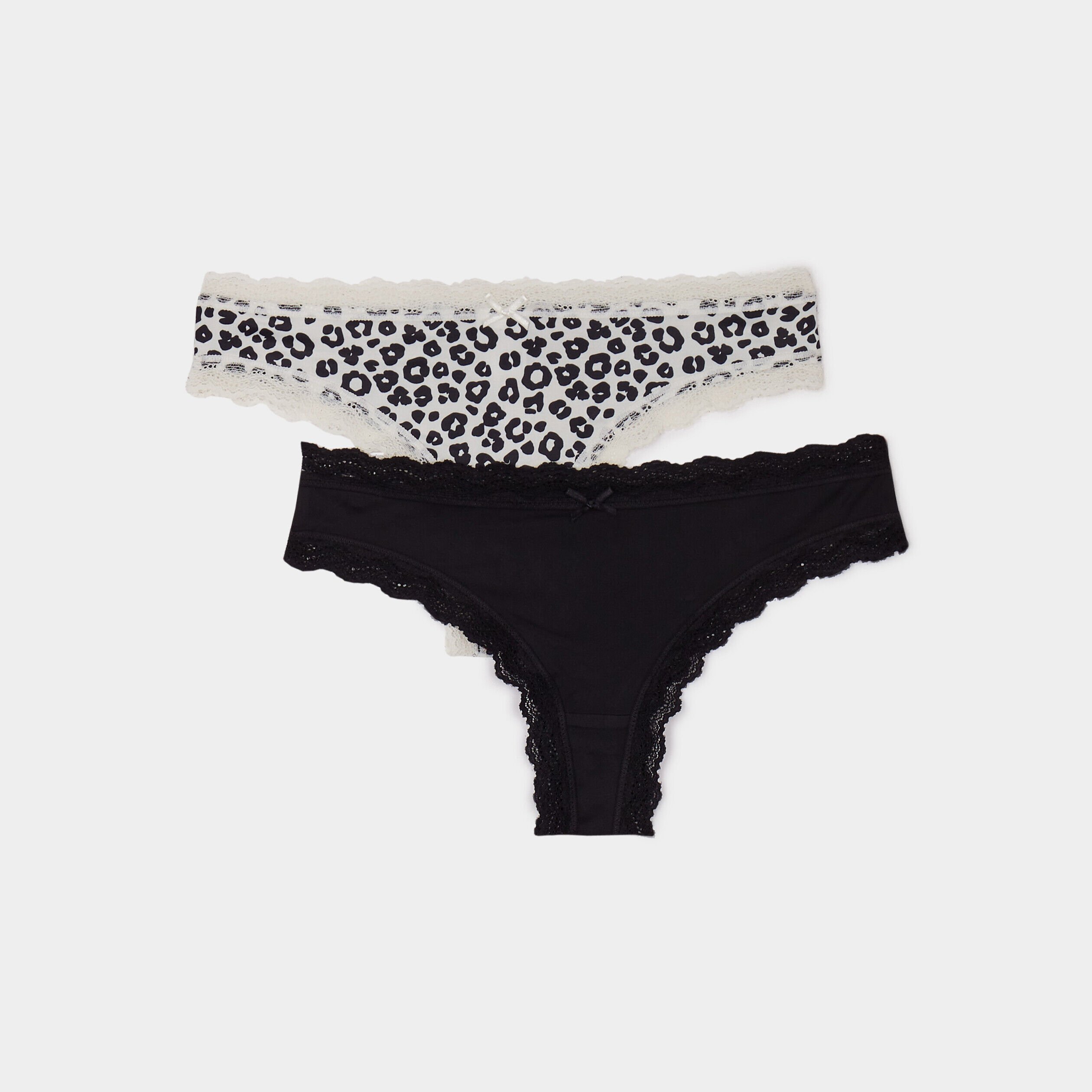 Lot de 2 tangas bords dentelle ecru femme LH