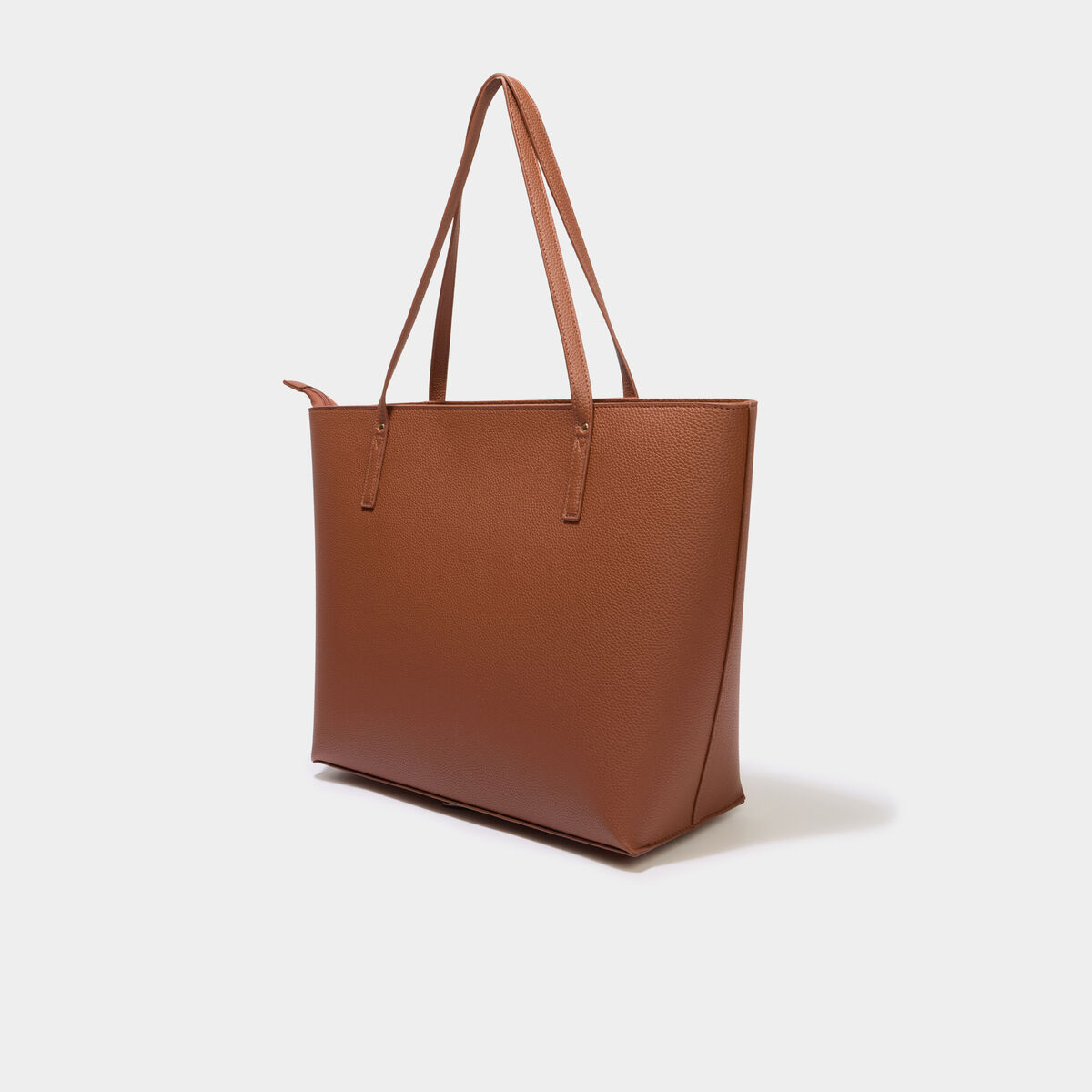 Sac shopper avec poche int&eacute;rieure camel femme
