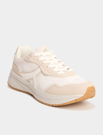 Baskets running de sport &agrave; lacets sable homme