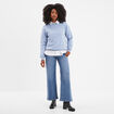 Jean flare cropped taille haute &agrave; pont denim triple stone femme