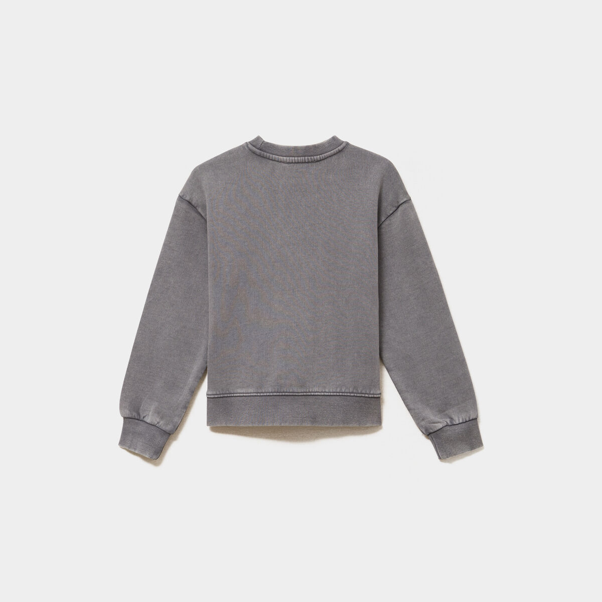 Sweat effet d&eacute;lav&eacute; &agrave; clous coton gris fille
