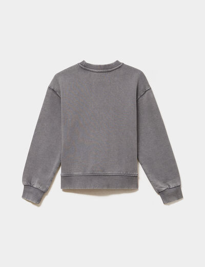 Sweat effet d&eacute;lav&eacute; &agrave; clous coton gris fille