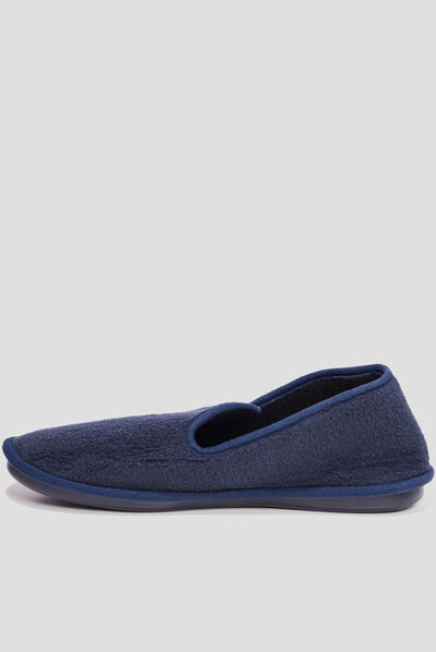 Chaussons façon charentaises bleu marine homme