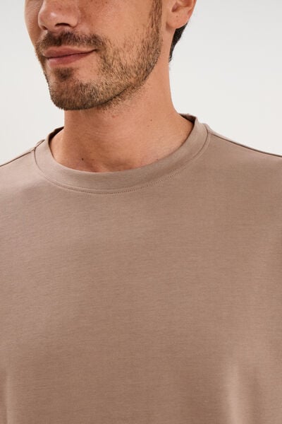 T-shirt col rond manches longues gris homme