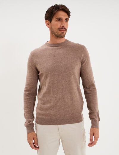 Pull col rond manches longues gris homme