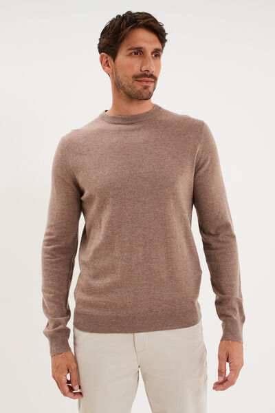 Pull col rond manches longues gris homme