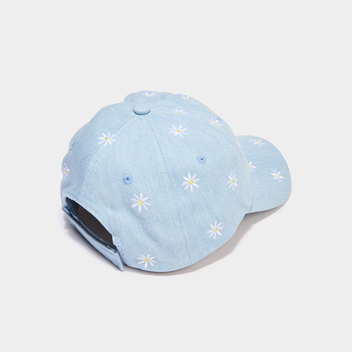 Casquette en jean brod&eacute;e coton bleu fille