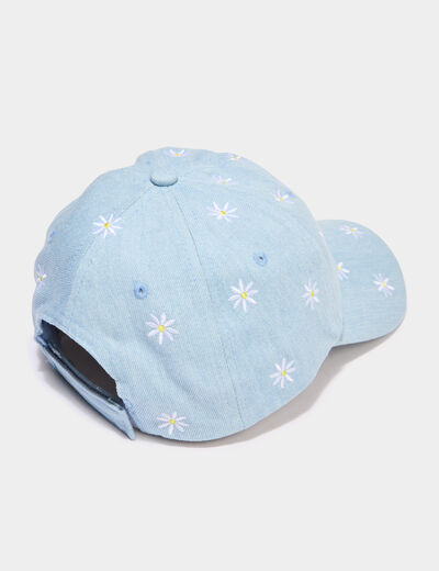 Casquette en jean brod&eacute;e coton bleu fille