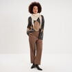 Pull col rond oversize en maille laine gris moyen femme
