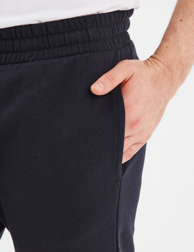 Pantalon jogging droit molleton bleu marine homme