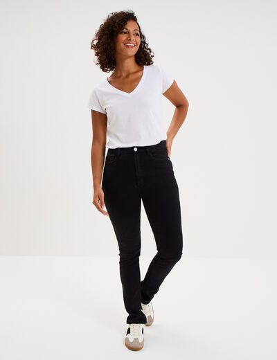 Jeans slim taille haute denim noir femme