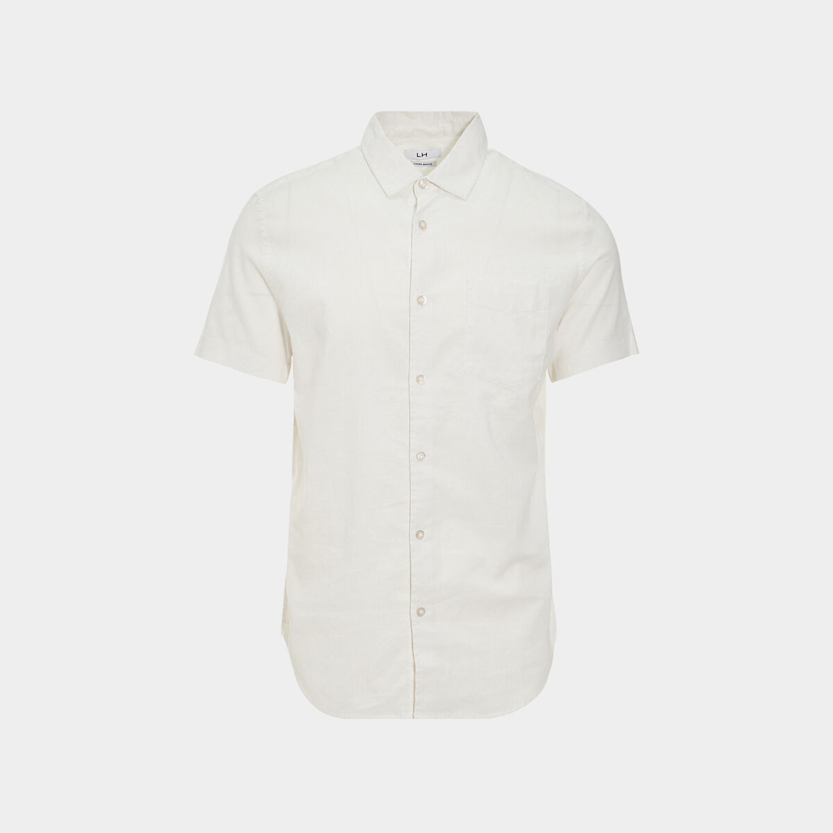 Chemise manches courtes lin m&eacute;lang&eacute; blanc homme