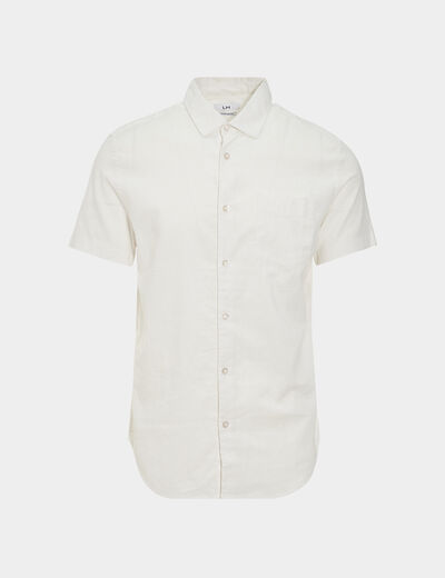 Chemise manches courtes lin mélangé blanc homme