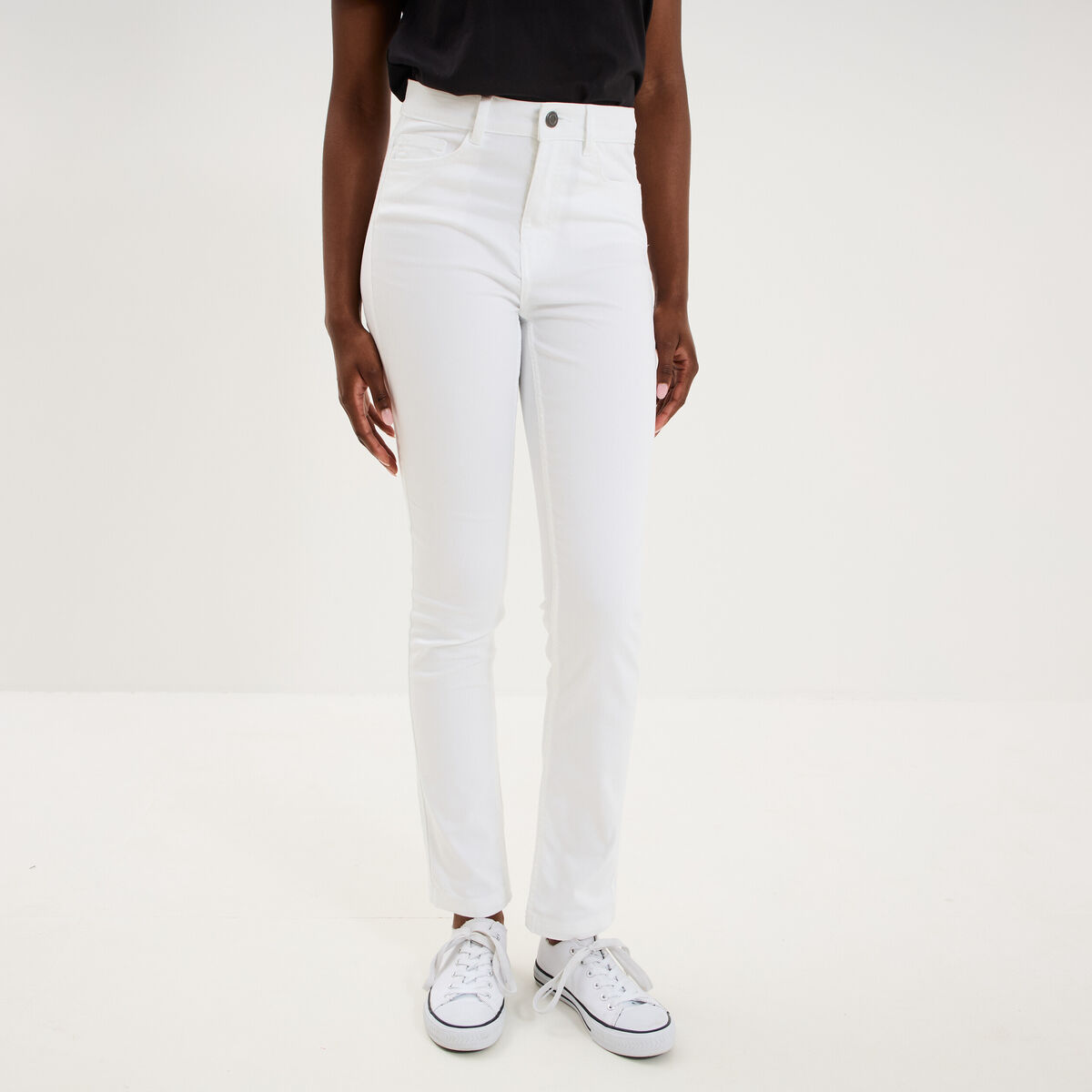 Pantalon slim taille standard blanc femme