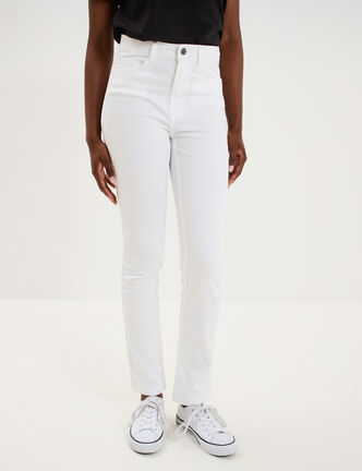 Pantalon slim taille standard blanc femme