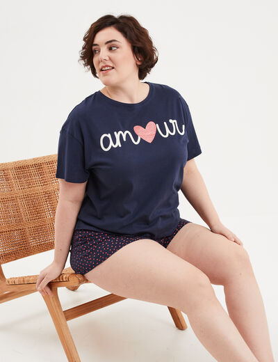 Ensemble pyjama short 2 pièces Modavista bleu marine femme grande taille