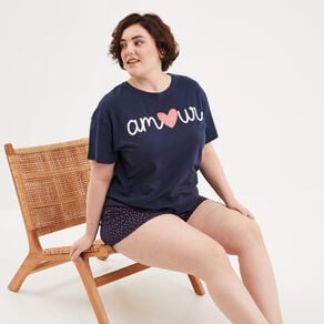 ensemble pyjama short 2 pieces modavista bleu marine femmegt Ensemble pyjama short 2 pièces Modavista bleu marine femme grande taille