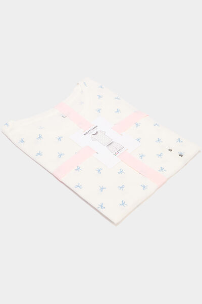Ensemble pyjama short t-shirt coton ecru femme