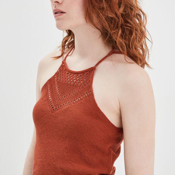 debardeur pull cropped orange fonce femme Débardeur pull cropped orange foncé femme