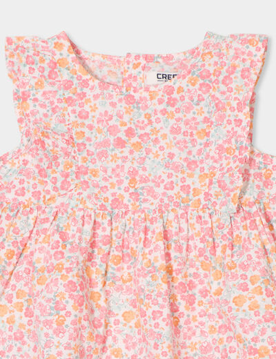 Robe patineuse avec volants coton Creeks ecru bébé fille
