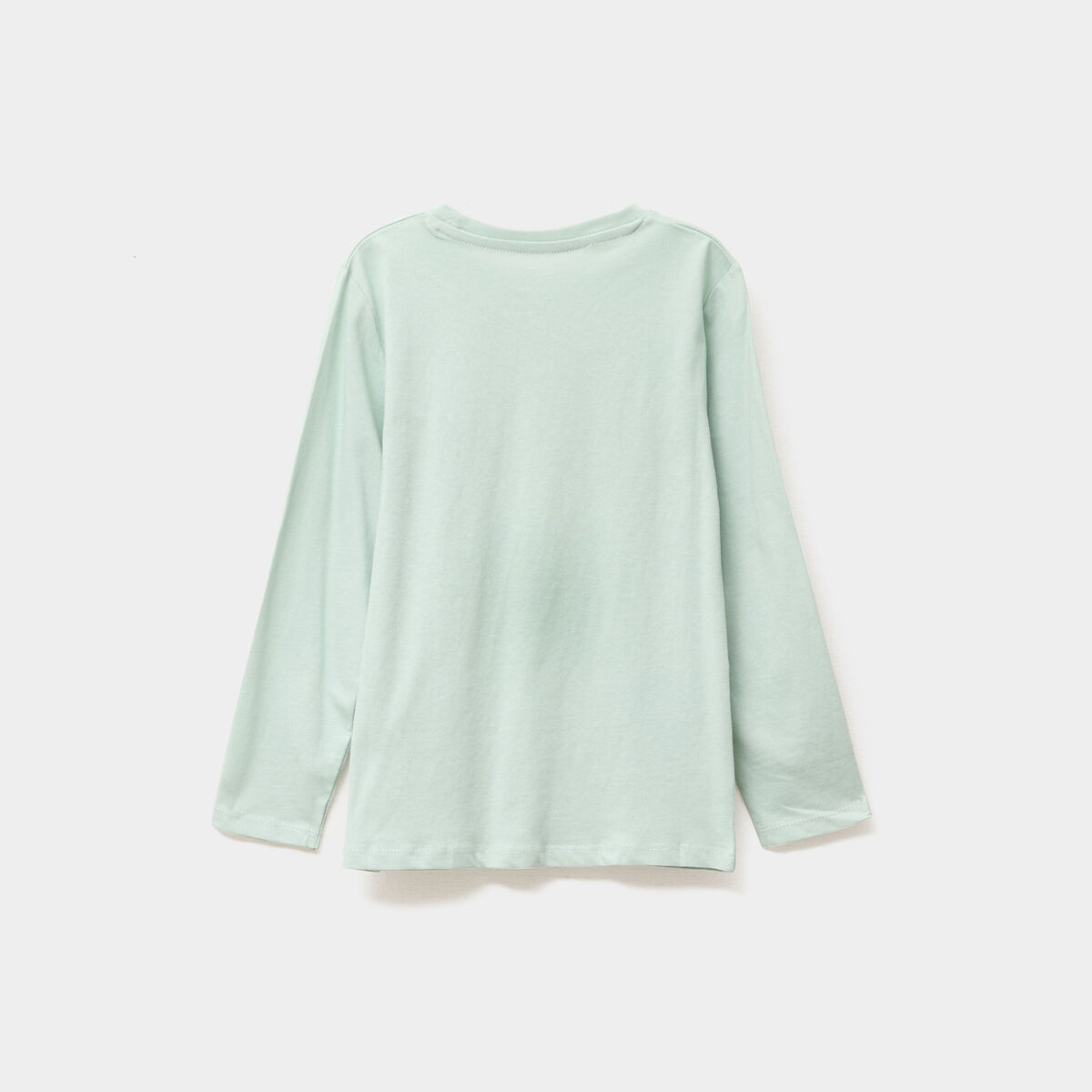 T-shirt col rond manches longues coton vert pastel garçon