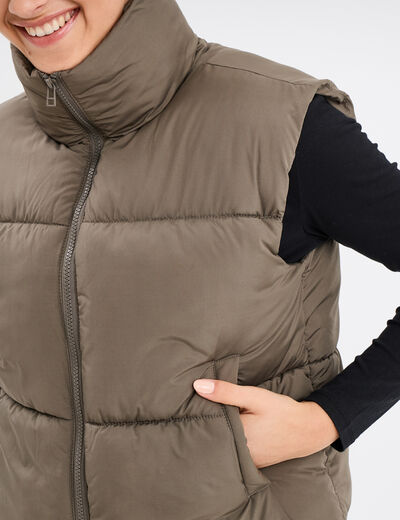 Doudoune sans manches vert kaki femme