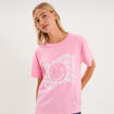 T-shirt manches courtes Smiley World rose pastel femme