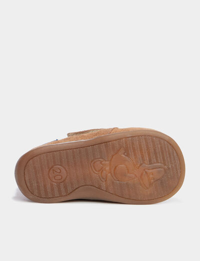 Bottillons scratchs cuir semelle souple camel bébé garçon
