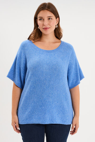 Pull manches courtes bleu femme grande taille