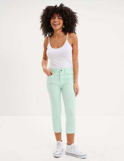 Pantalon capri slim twill 5 poches vert clair femme