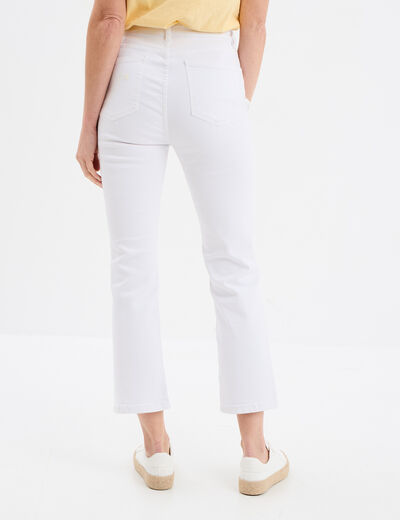 Pantalon flare 7/8ème taille haute blanc femme