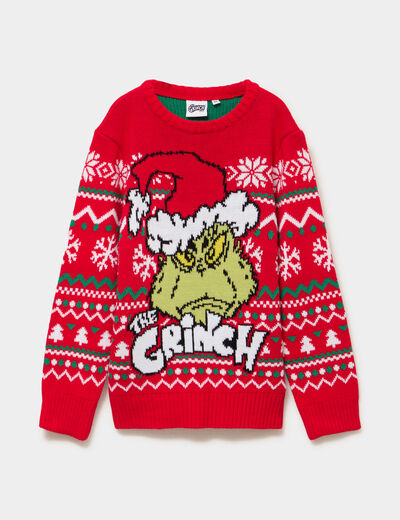 Pull No&euml;l manches longues Grinch rouge gar&ccedil;on
