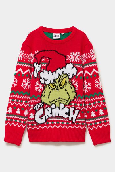 Pull No&euml;l manches longues Grinch rouge gar&ccedil;on