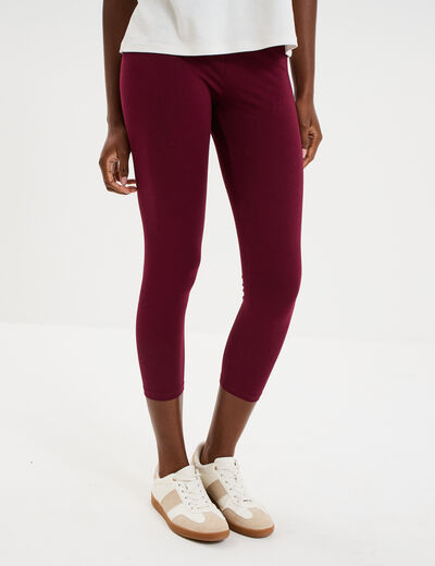 Legging 7/8 &egrave;me taille &eacute;lastiqu&eacute;e bordeaux femme